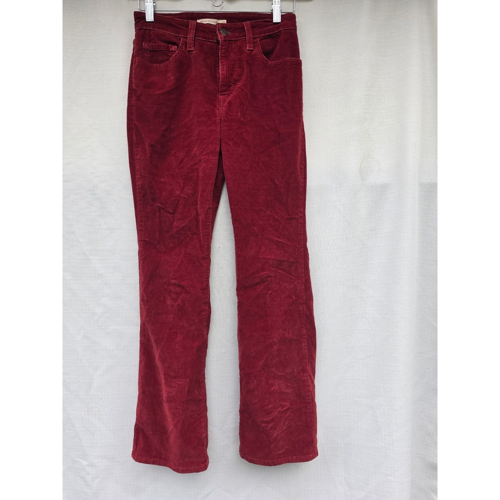 Levi's Pants Womens 26 725 High Rise Bootcut Stretch Corduroy Burgundy Wine Red